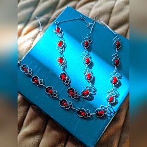 Beaded Wire Necklace, Vintage Choker With matching bracelet, Antique, Beaded